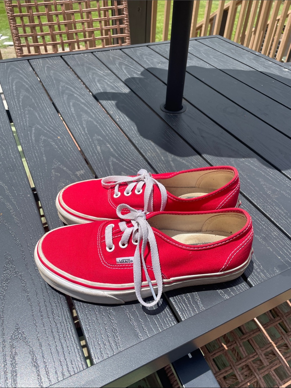 Vans Red Canvas Low-Top Sneakers with White Laces
